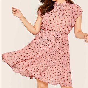 Pink polka dot ruffle dress